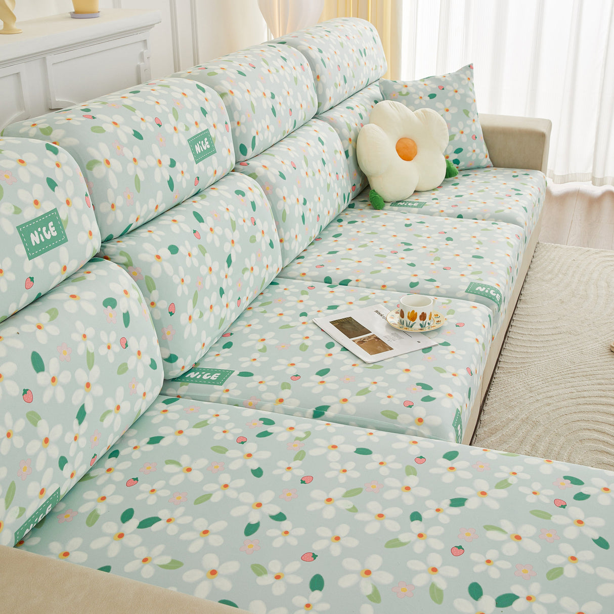 Stretch Individual Cushion Slipcovers, Furniture Protector with Elastic Bottom, Couch Cover Replacement