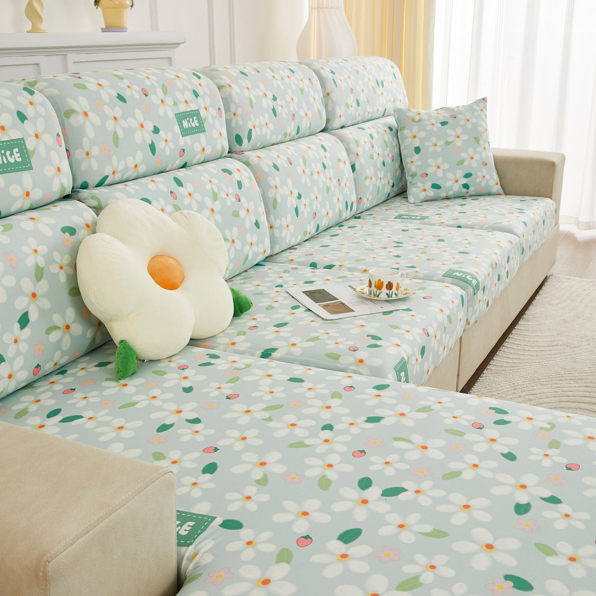 Stretch Individual Cushion Slipcovers, Furniture Protector with Elastic Bottom, Couch Cover Replacement