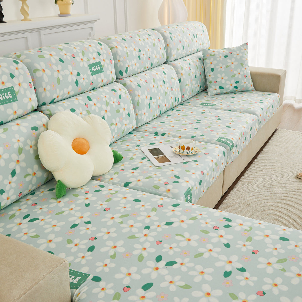 Stretch Individual Cushion Slipcovers, Furniture Protector with Elastic Bottom, Couch Cover Replacement