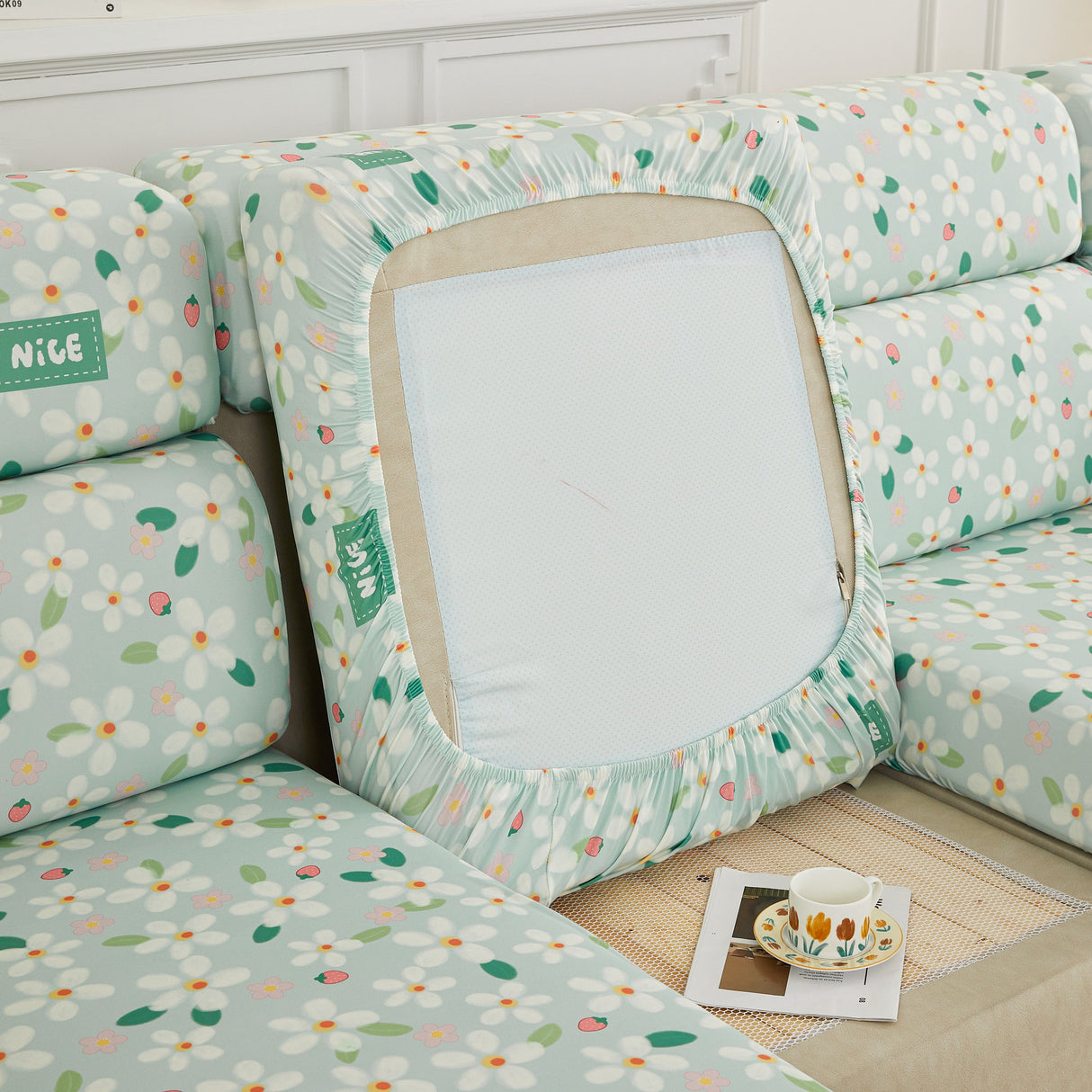 Stretch Individual Cushion Slipcovers, Furniture Protector with Elastic Bottom, Couch Cover Replacement