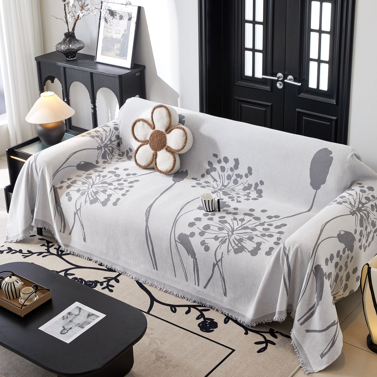 Dandelion Blanket Throw for Sofas Chenille Furniture Couch Cover, Couch Cushion Cover for Kids, Pets