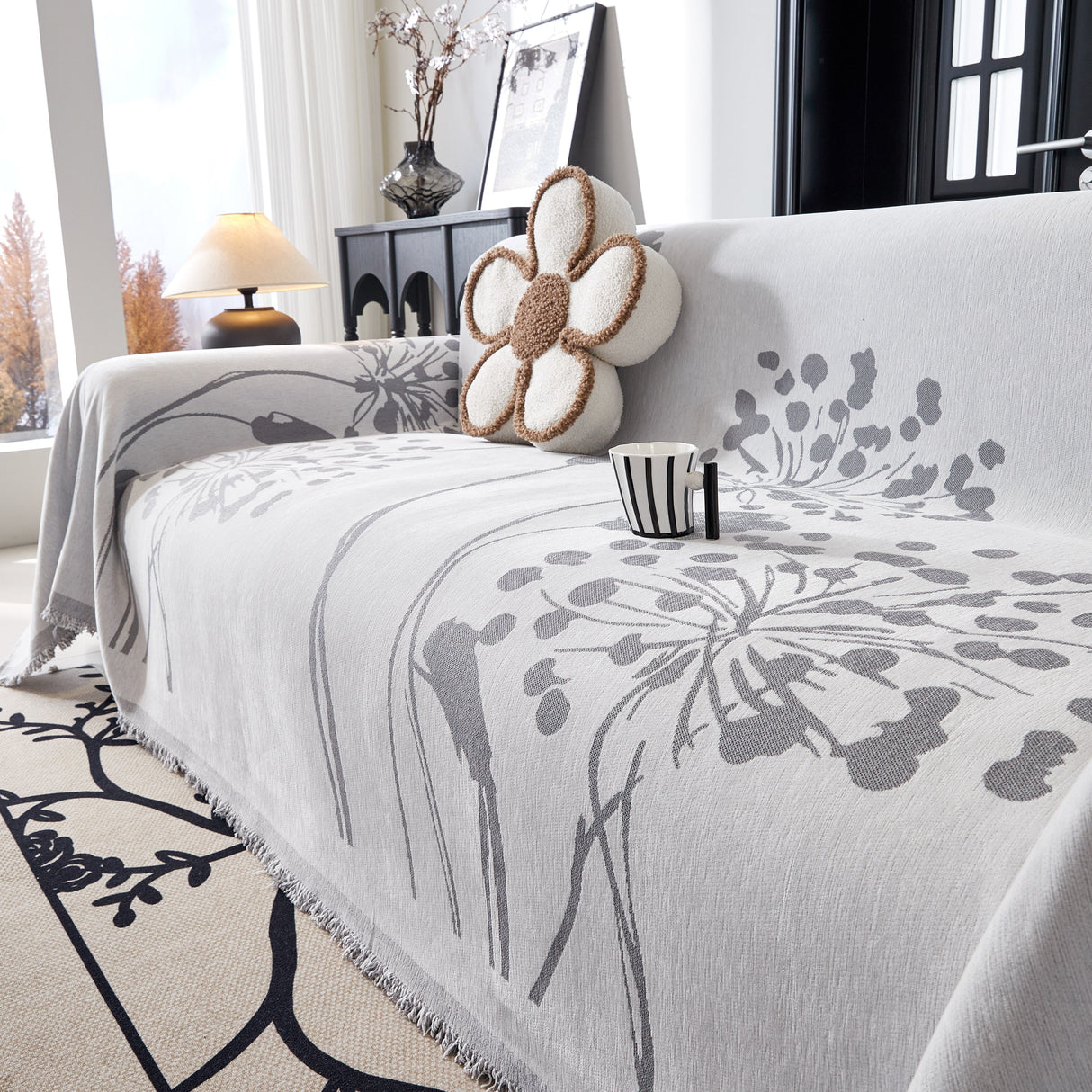 Dandelion Blanket Throw for Sofas Chenille Furniture Couch Cover, Couch Cushion Cover for Kids, Pets