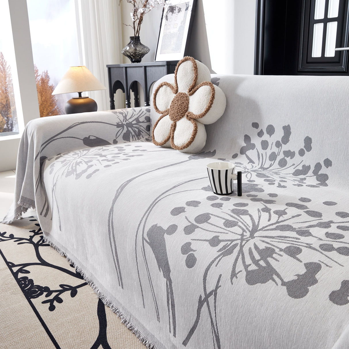 Dandelion Blanket Throw for Sofas Chenille Furniture Couch Cover, Couch Cushion Cover for Kids, Pets