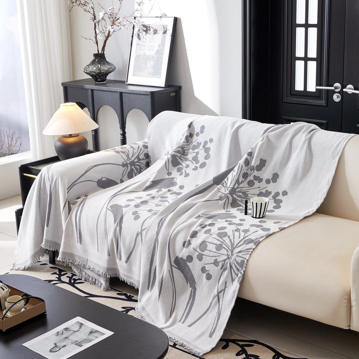 Dandelion Blanket Throw for Sofas Chenille Furniture Couch Cover, Couch Cushion Cover for Kids, Pets