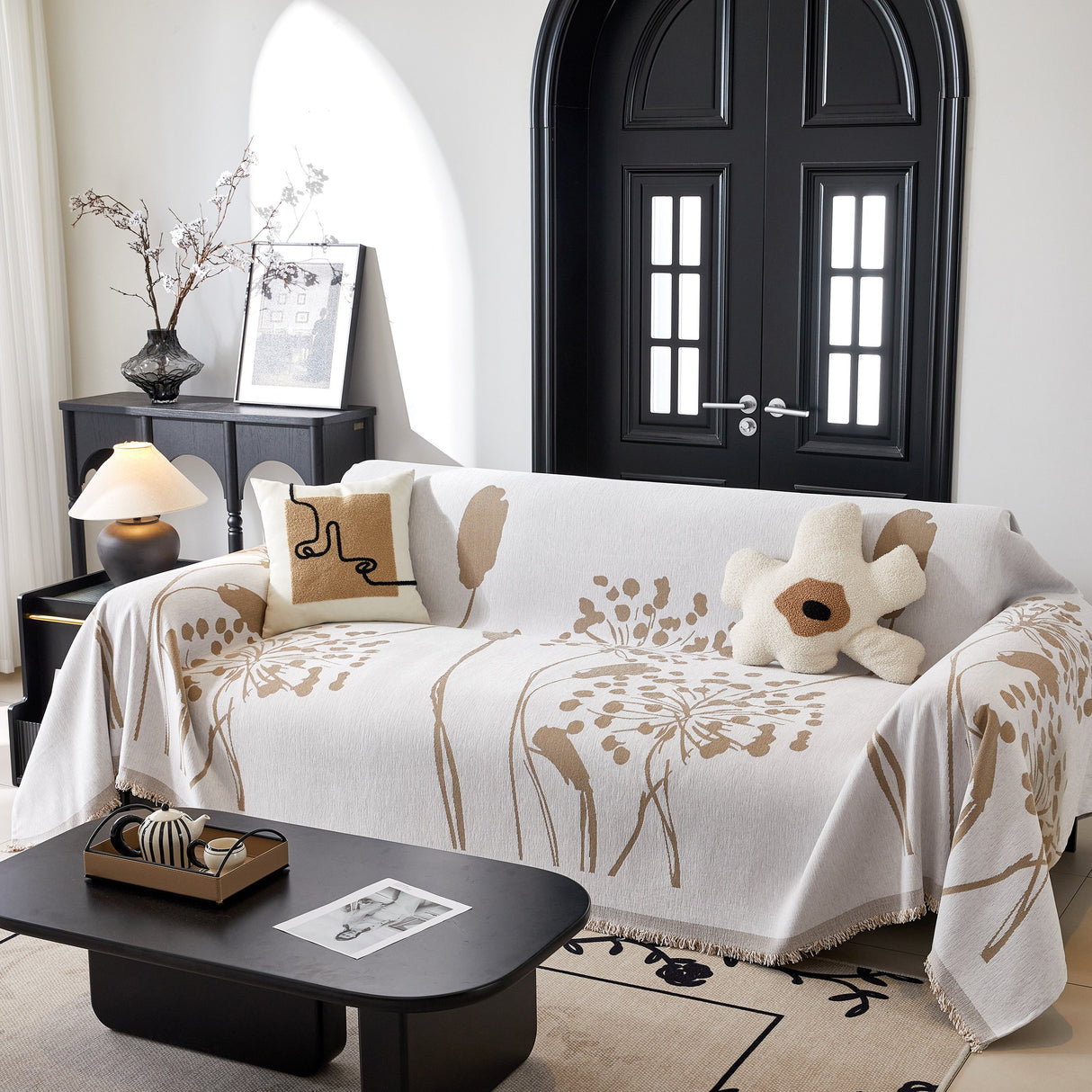 Dandelion Blanket Throw for Sofas Chenille Furniture Couch Cover, Couch Cushion Cover for Kids, Pets