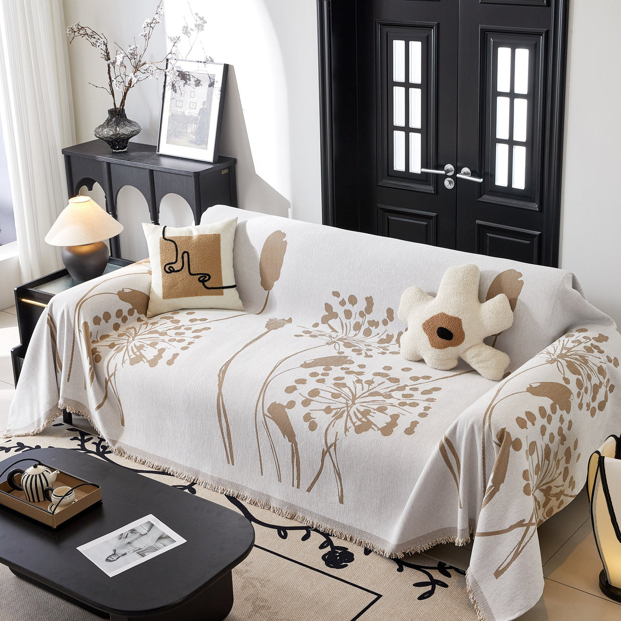 Dandelion Blanket Throw for Sofas Chenille Furniture Couch Cover, Couch Cushion Cover for Kids, Pets