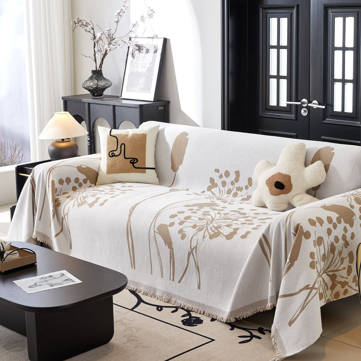 Dandelion Blanket Throw for Sofas Chenille Furniture Couch Cover, Couch Cushion Cover for Kids, Pets