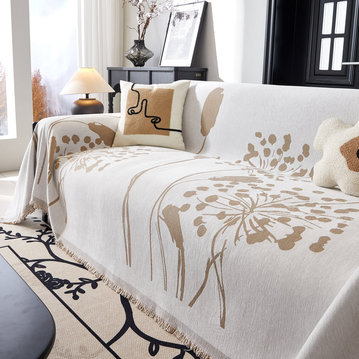 Dandelion Blanket Throw for Sofas Chenille Furniture Couch Cover, Couch Cushion Cover for Kids, Pets