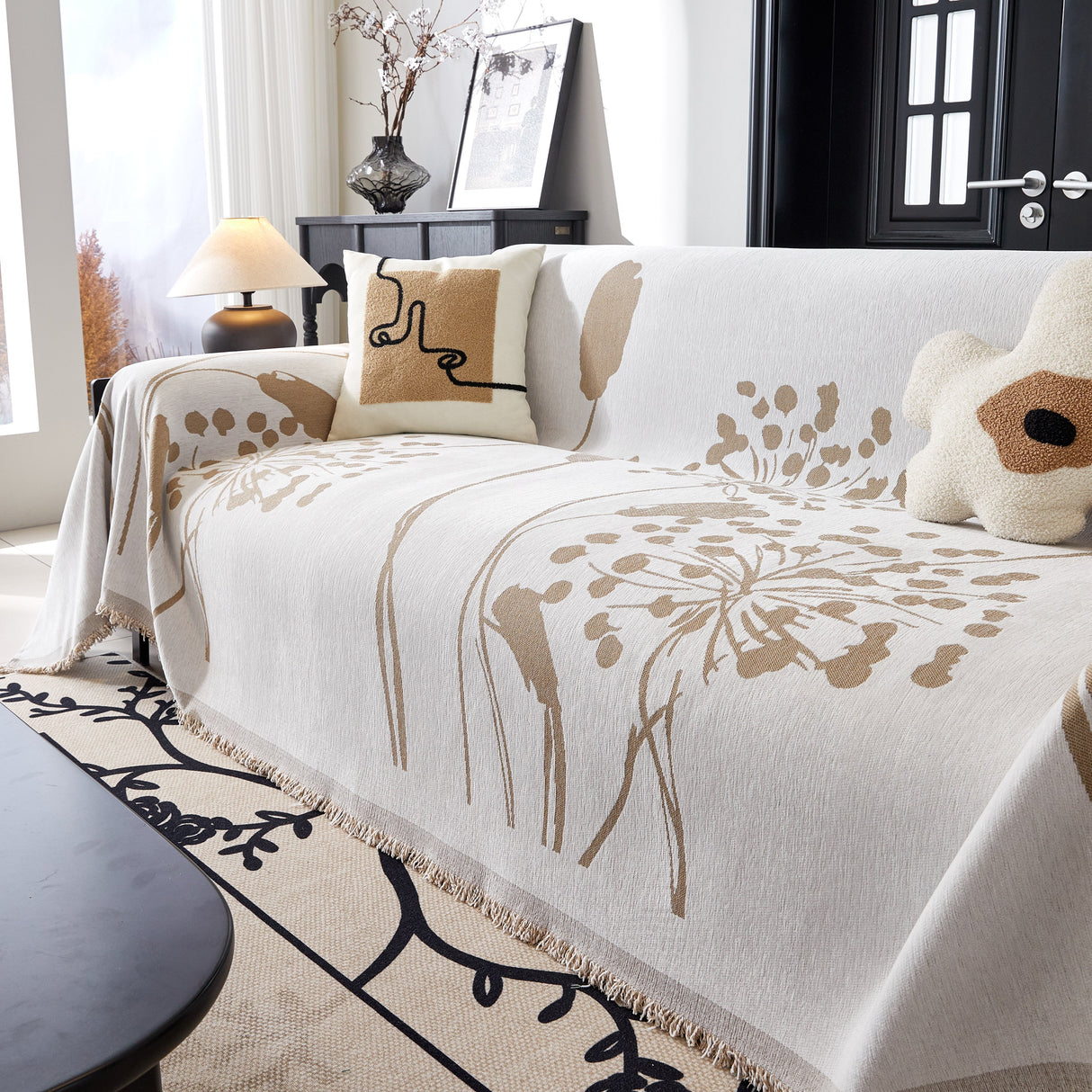 Dandelion Blanket Throw for Sofas Chenille Furniture Couch Cover, Couch Cushion Cover for Kids, Pets