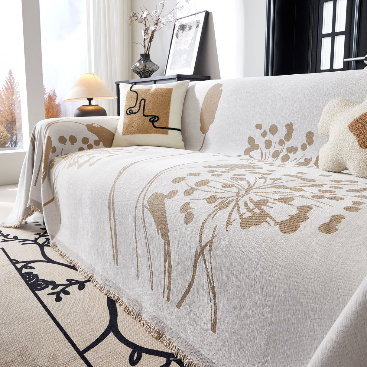 Dandelion Blanket Throw for Sofas Chenille Furniture Couch Cover, Couch Cushion Cover for Kids, Pets