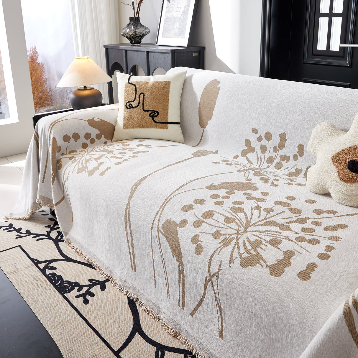 Dandelion Blanket Throw for Sofas Chenille Furniture Couch Cover, Couch Cushion Cover for Kids, Pets