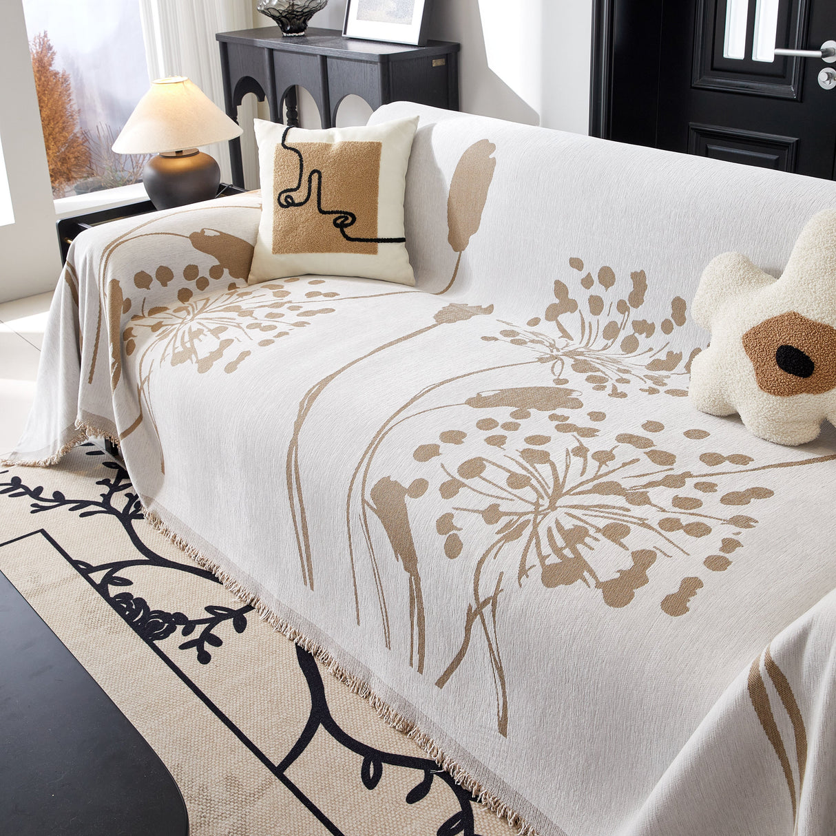 Dandelion Blanket Throw for Sofas Chenille Furniture Couch Cover, Couch Cushion Cover for Kids, Pets