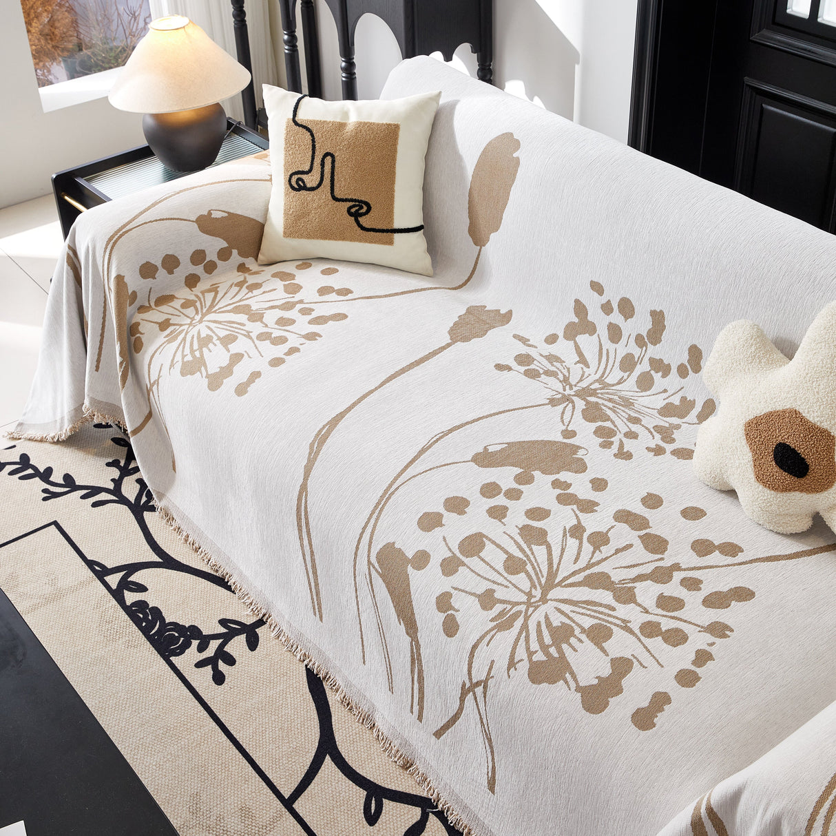 Dandelion Blanket Throw for Sofas Chenille Furniture Couch Cover, Couch Cushion Cover for Kids, Pets