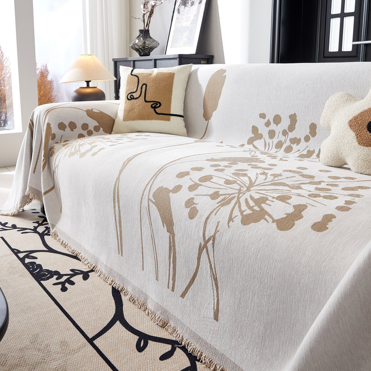 Dandelion Blanket Throw for Sofas Chenille Furniture Couch Cover, Couch Cushion Cover for Kids, Pets