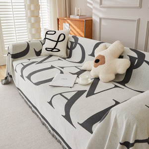 Chenille Jacquard Alphabet Sofa Blanket Cover, L Shape Sofa Cover, Reversible Couch Covers for Dogs