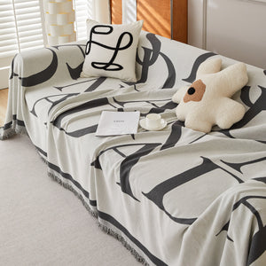 Chenille Jacquard Alphabet Sofa Blanket Cover, L Shape Sofa Cover, Reversible Couch Covers for Dogs