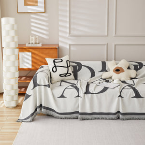 Chenille Jacquard Alphabet Sofa Blanket Cover, L Shape Sofa Cover, Reversible Couch Covers for Dogs