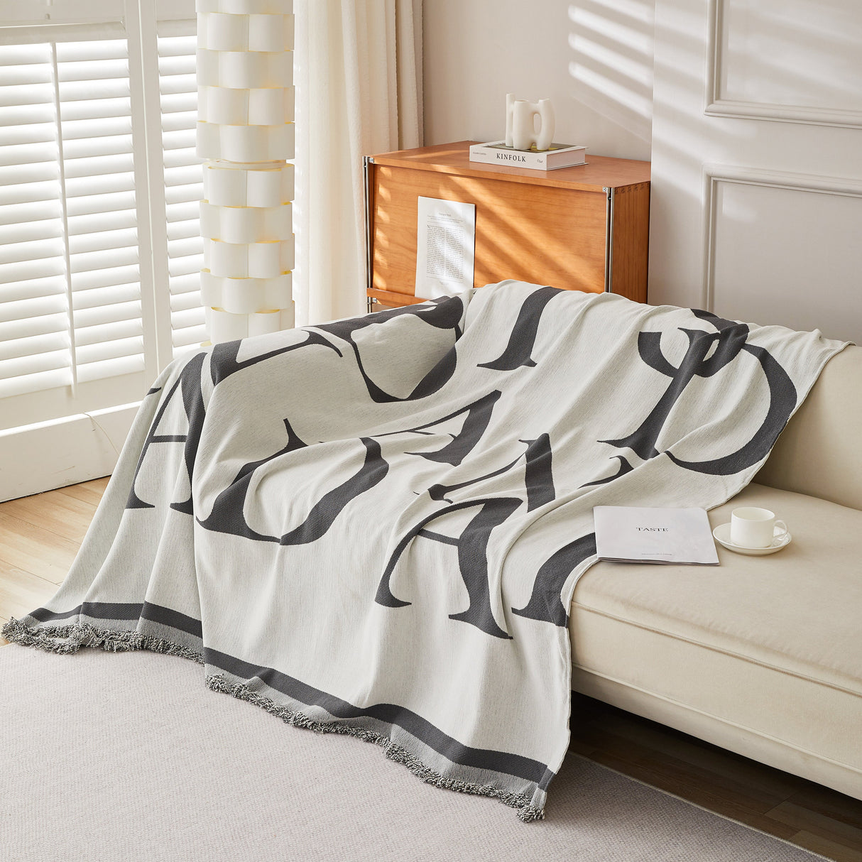 Chenille Jacquard Alphabet Sofa Blanket Cover, L Shape Sofa Cover, Reversible Couch Covers for Dogs