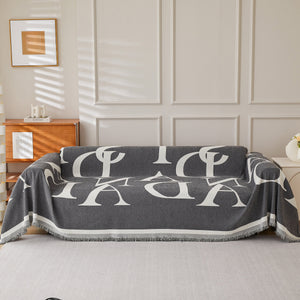 Chenille Jacquard Alphabet Sofa Blanket Cover, L Shape Sofa Cover, Reversible Couch Covers for Dogs