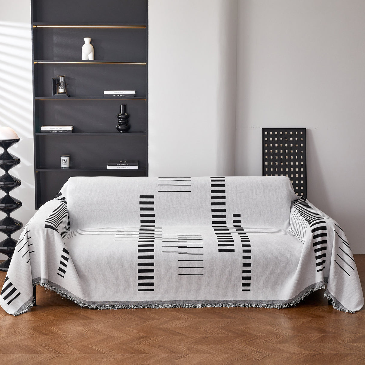 Reversible Chenille Couch Cover Blanket with Tassel Large Boho Futon Cover L Shaped Sectional Cover