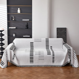 Reversible Chenille Couch Cover Blanket with Tassel Large Boho Futon Cover L Shaped Sectional Cover