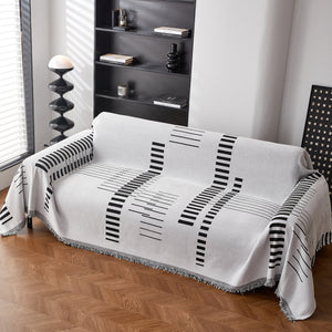 Reversible Chenille Couch Cover Blanket with Tassel Large Boho Futon Cover L Shaped Sectional Cover