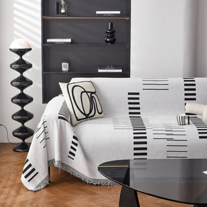 Reversible Chenille Couch Cover Blanket with Tassel Large Boho Futon Cover L Shaped Sectional Cover