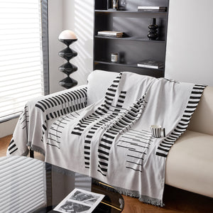 Reversible Chenille Couch Cover Blanket with Tassel Large Boho Futon Cover L Shaped Sectional Cover