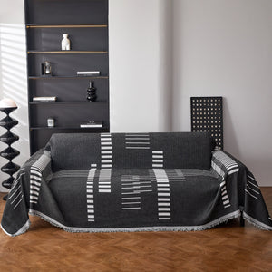 Reversible Chenille Couch Cover Blanket with Tassel Large Boho Futon Cover L Shaped Sectional Cover