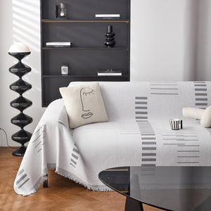 Reversible Chenille Couch Cover Blanket with Tassel Large Boho Futon Cover L Shaped Sectional Cover