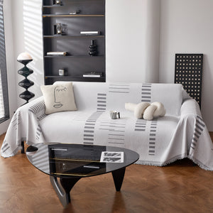 Reversible Chenille Couch Cover Blanket with Tassel Large Boho Futon Cover L Shaped Sectional Cover