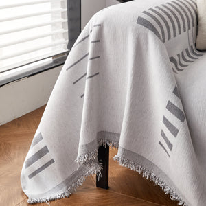 Reversible Chenille Couch Cover Blanket with Tassel Large Boho Futon Cover L Shaped Sectional Cover