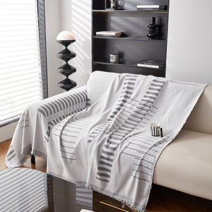 Reversible Chenille Couch Cover Blanket with Tassel Large Boho Futon Cover L Shaped Sectional Cover