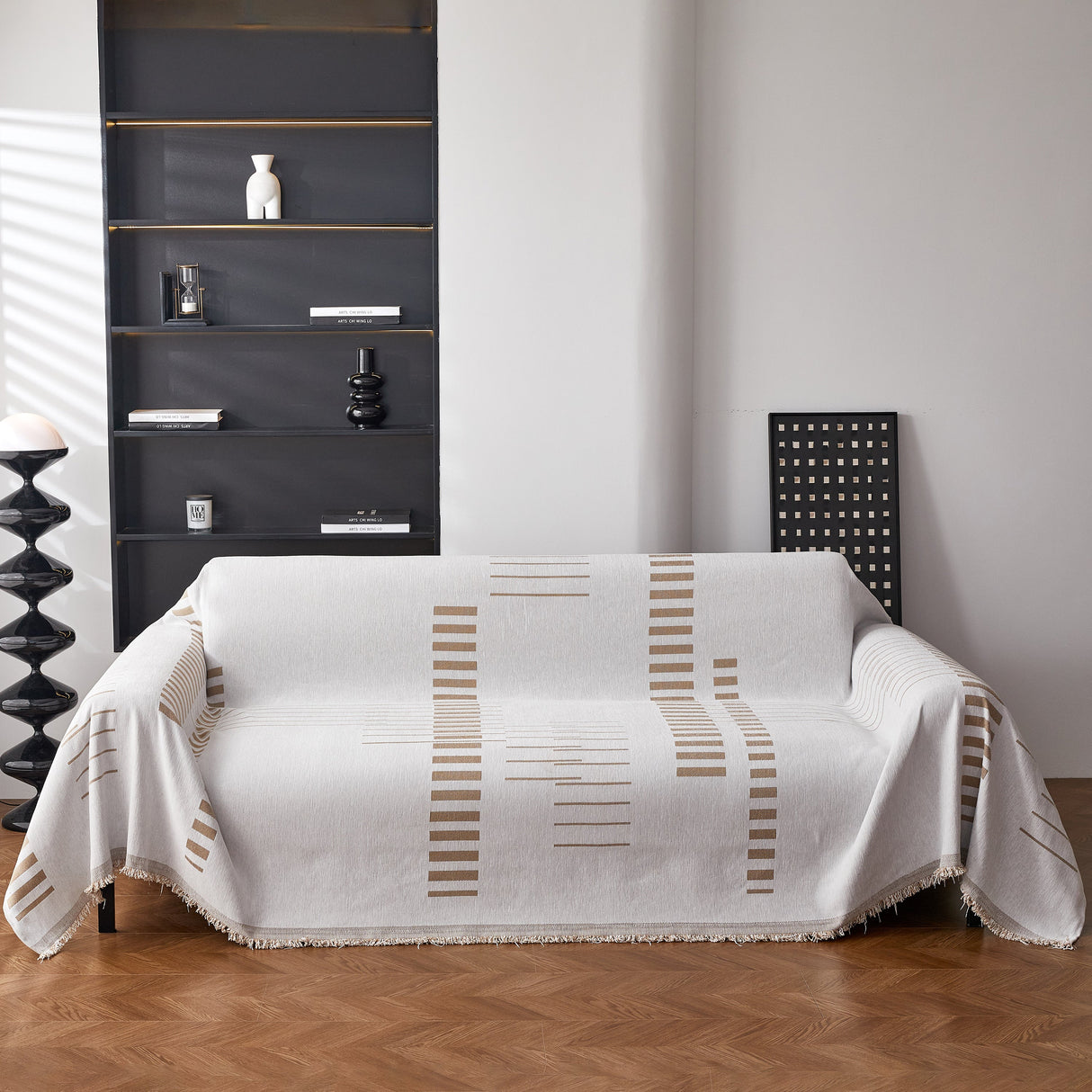 Reversible Chenille Couch Cover Blanket with Tassel Large Boho Futon Cover L Shaped Sectional Cover