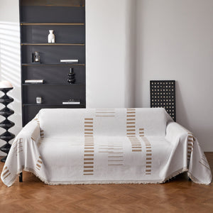 Reversible Chenille Couch Cover Blanket with Tassel Large Boho Futon Cover L Shaped Sectional Cover