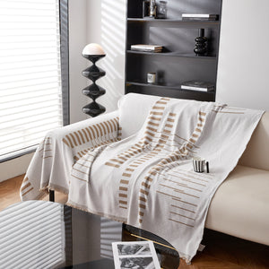 Reversible Chenille Couch Cover Blanket with Tassel Large Boho Futon Cover L Shaped Sectional Cover