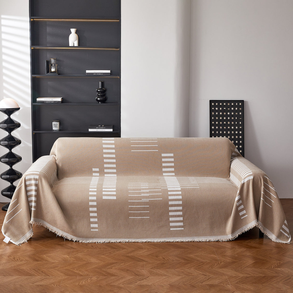 Reversible Chenille Couch Cover Blanket with Tassel Large Boho Futon Cover L Shaped Sectional Cover