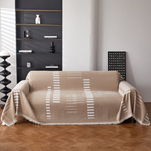 Reversible Chenille Couch Cover Blanket with Tassel Large Boho Futon Cover L Shaped Sectional Cover