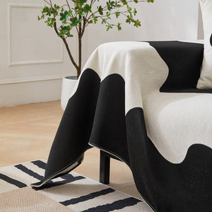 Chenille Minimalist Wavy Sofa Throw Cover, Cozy Blankets for Couch, Machine Washable Couch Protector