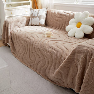 Thick Plush Jacquard Velvet Throw Blanket on Sofa, Sofa Slipcovers and Sectional Sofa Covers