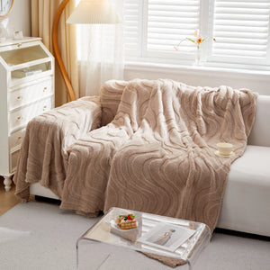 Thick Plush Jacquard Velvet Throw Blanket on Sofa, Sofa Slipcovers and Sectional Sofa Covers