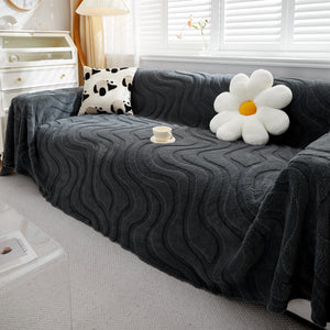 Thick Plush Jacquard Velvet Throw Blanket on Sofa, Sofa Slipcovers and Sectional Sofa Covers