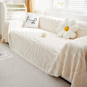 Thick Plush Jacquard Velvet Throw Blanket on Sofa, Sofa Slipcovers and Sectional Sofa Covers
