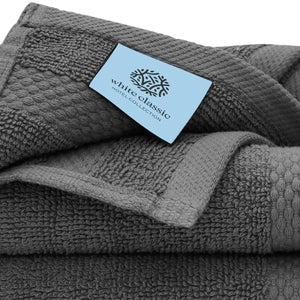 Luxury Dark Gray Bath Towel Set 8 Pcs Combed Cotton 700GSM Hotel Quality