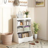 3-Tier Children's Multi-Functional Bookcase Toy Storage Bin Floor Cabinet-Gray