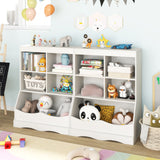 3-Tier Children's Multi-Functional Bookcase Toy Storage Bin Floor Cabinet-Gray