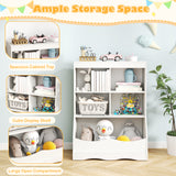 3-Tier Children's Multi-Functional Bookcase Toy Storage Bin Floor Cabinet-Gray