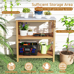 4 Pieces Wood Outdoor Patio Furniture Set with Cushions for Garden-Turquoise