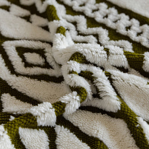 Bohemian Tufted Sofa Cover, Plush Flannel Throw Blanket with 3D Woven Aztec Stripes