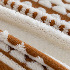 Bohemian Tufted Sofa Cover, Plush Flannel Throw Blanket with 3D Woven Aztec Stripes